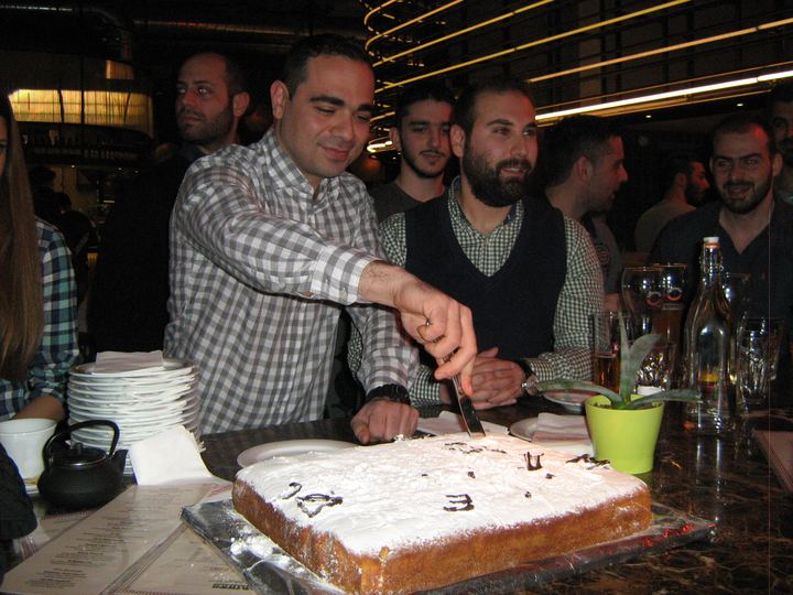 Cutting the Association's New Year cake